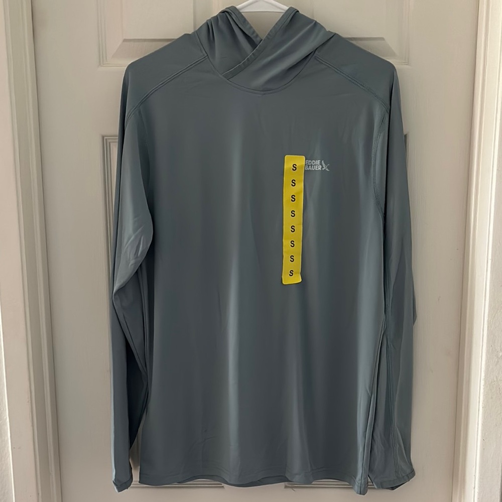 Eddie Bauer Slate Blue Hooded Long-Sleeve Performance Shirt